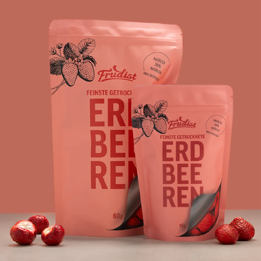 Frudist gefriergetrocknete-Erdbeeren mit Verpackung