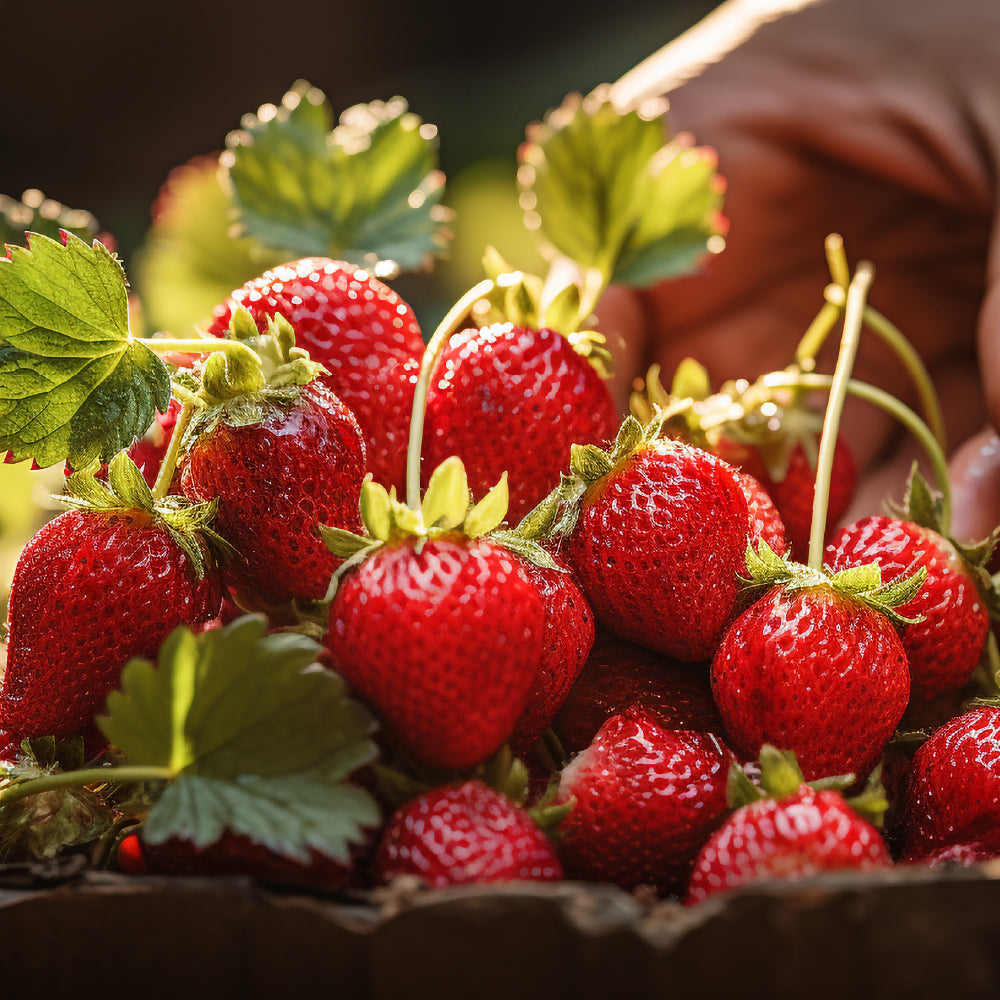 Frische Erdbeeren am Feld
