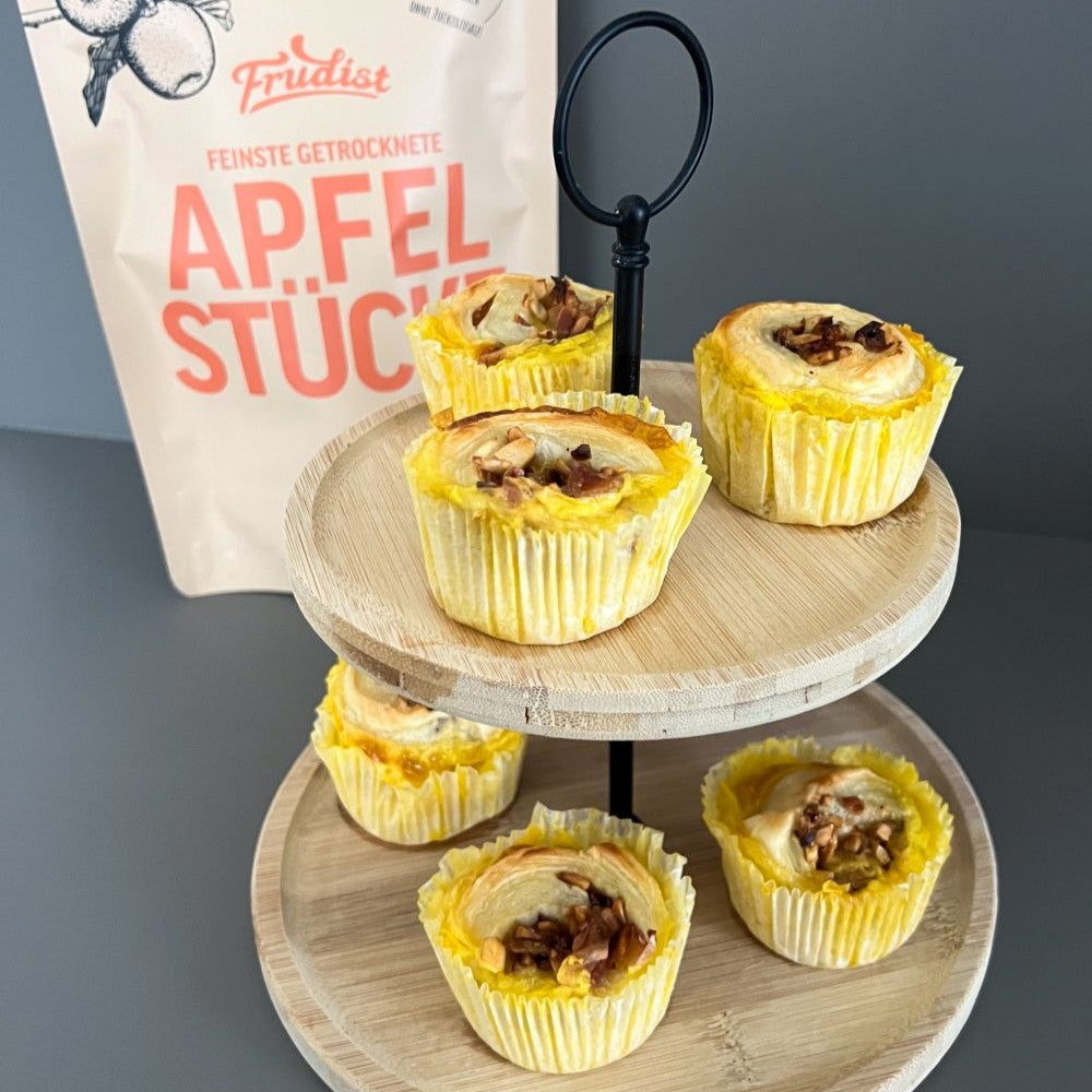 Blätterteig-Apfel-Muffins - knuspriges Rezept mit Zimt und Pudding