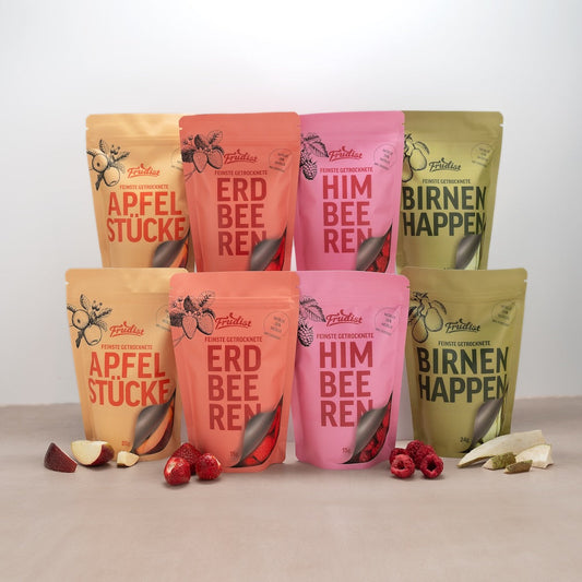 Darstellung FRUDIST gefriergetrocknete Früchte in Snackgrößen