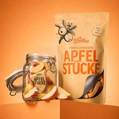 Gefriergetrocknete FRUDIST-Äpfel im Genussglas
