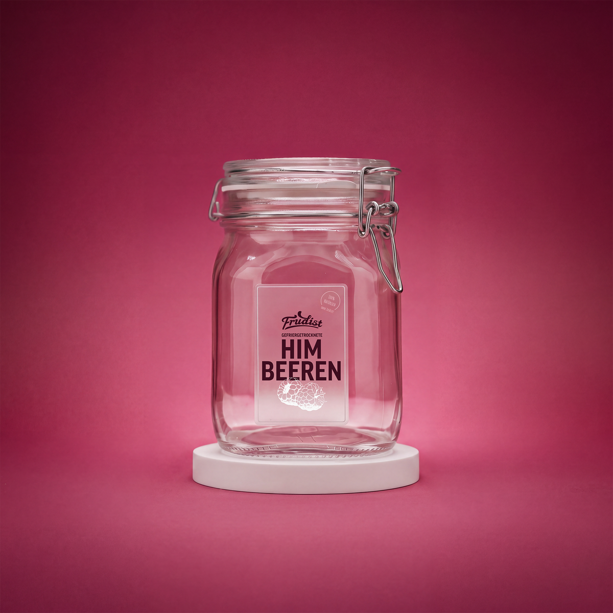 Leeres Genussglas für gefriergetrocknete Himbeeren von FRUDIST